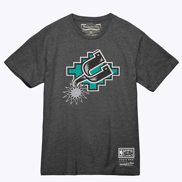 San Antonio Spurs Black Hardwood Classics Reto Logo