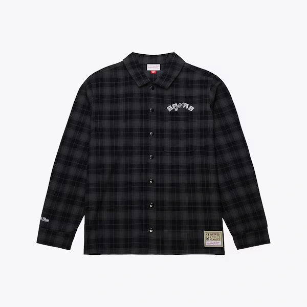 San Antonio Spurs Black Plaid Full-Snap Long Sleeve Shirt