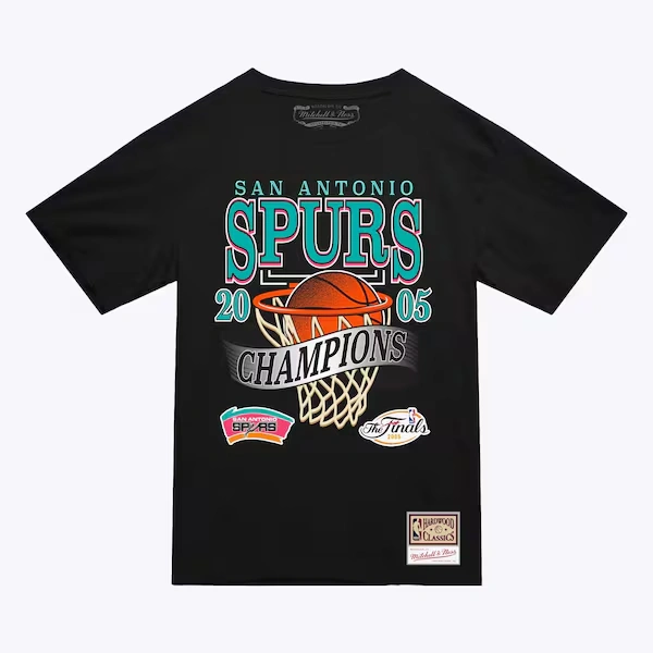 San Antonio Spurs Black Hardwood Classics 2005 NBA Final Champions T-Shirt