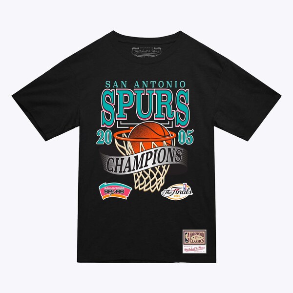 San Antonio Spurs Black Hardwood Classics 2005 NBA Final Champions T-Shirt