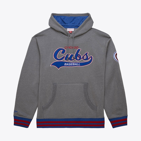 Chicago Cubs Gray Vintage Logo Snow Washed Fleece Hoodie