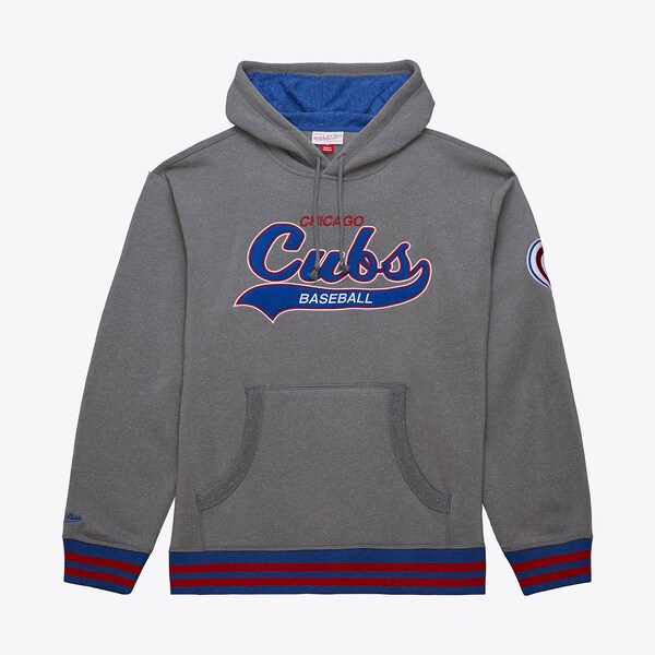 Chicago Cubs Gray Vintage Logo Snow Washed Fleece Hoodie