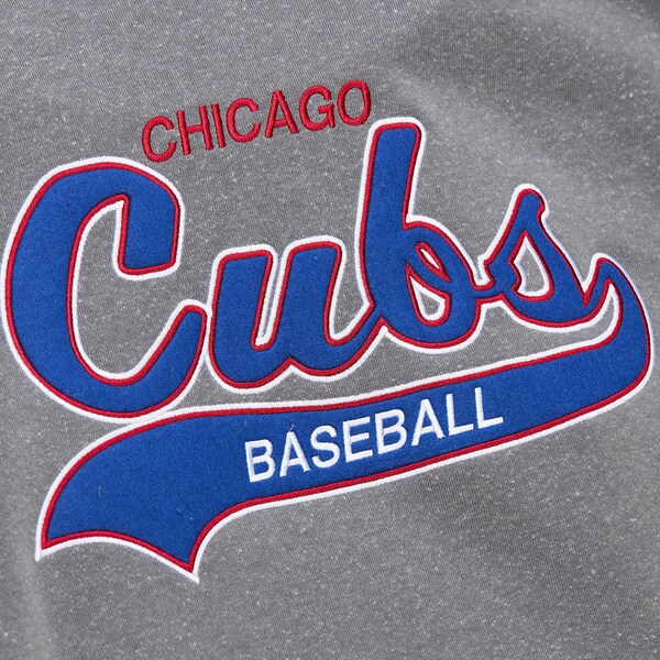 Chicago Cubs Gray Vintage Logo Snow Washed Fleece Hoodie