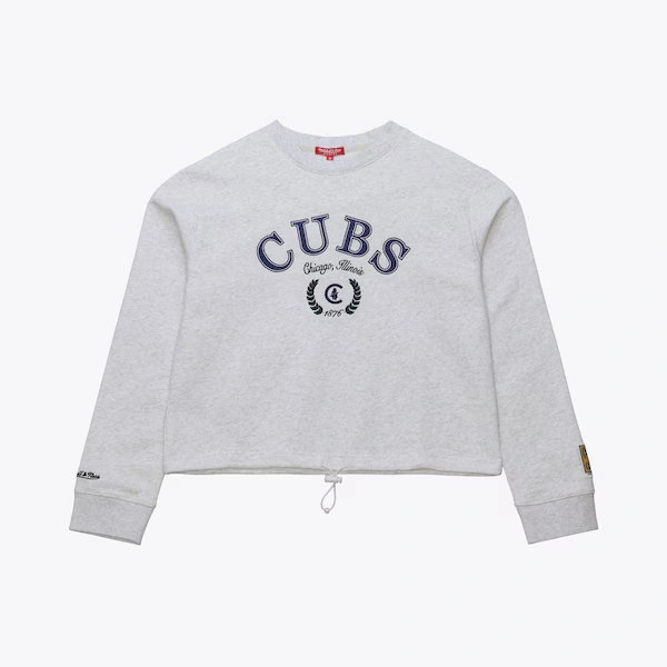 Women's Chicago Cubs Heather Gray Cropped Fleece Toggle Pullover Sweatshirt