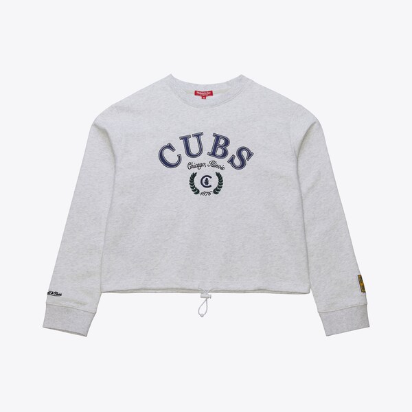 Women's Chicago Cubs Heather Gray Cropped Fleece Toggle Pullover Sweatshirt
