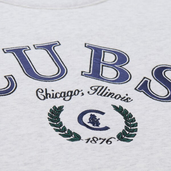 Women's Chicago Cubs Heather Gray Cropped Fleece Toggle Pullover Sweatshirt