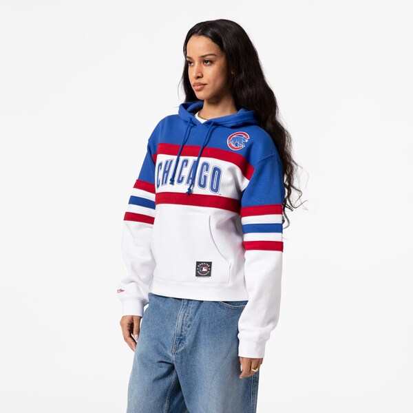Women's Chicago Cubs White Head Coach Pullover Hoodie