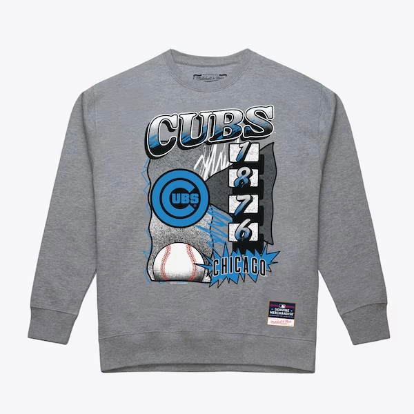 Chicago Cubs Gray Overspray Pullover Sweatshirt