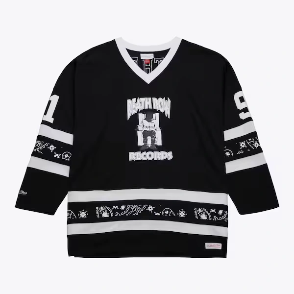 M&N x AOHH Black 50th Anniversary of Hip-Hop Death Row Hockey Jersey