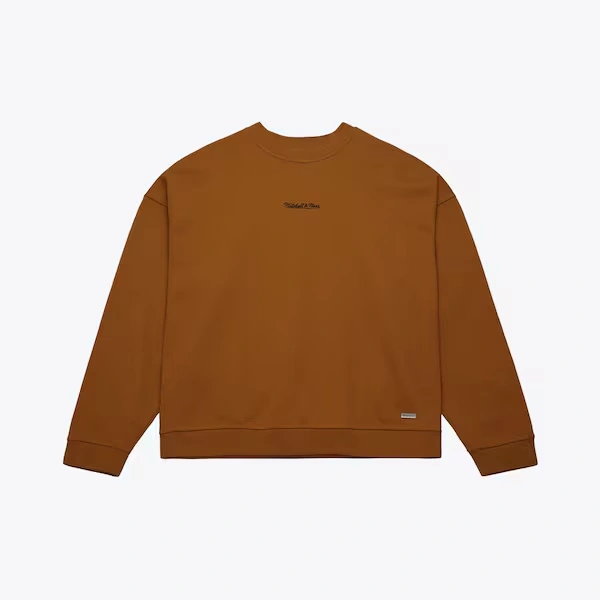 Mitchell & Ness Light Brown Script Oversized Logo Pullover Sweatshirt