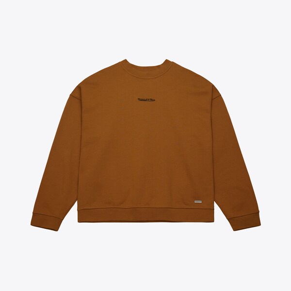 Mitchell & Ness Light Brown Script Oversized Logo Pullover Sweatshirt