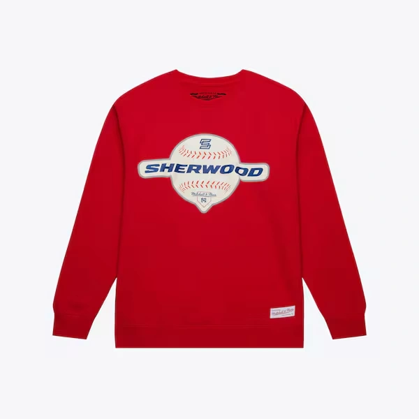 M&N x Sherwood Hockey Red Center Field Fleece Pullover Sweatshirt