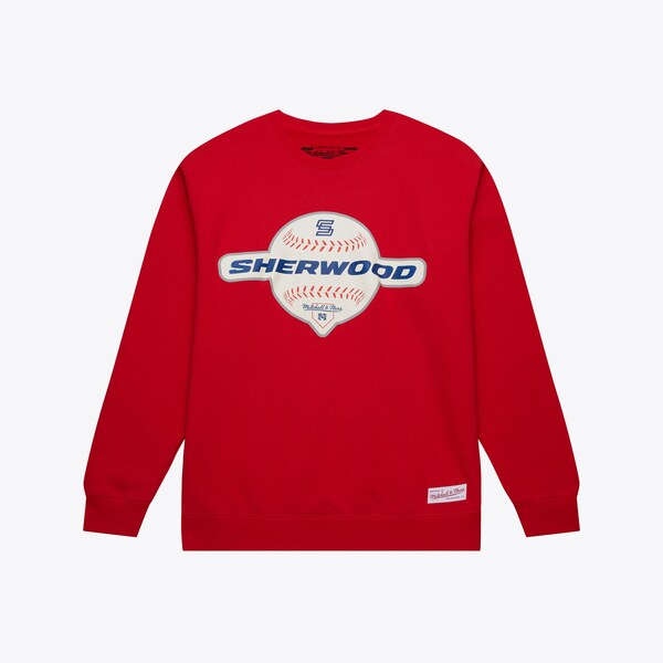 M&N x Sherwood Hockey Red Center Field Fleece Pullover Sweatshirt