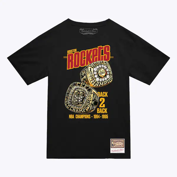 Houston Rockets Black Hardwood Classics Back 2 Back T-Shirt
