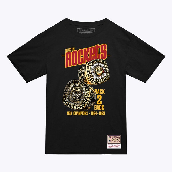 Houston Rockets Black Hardwood Classics Back 2 Back T-Shirt