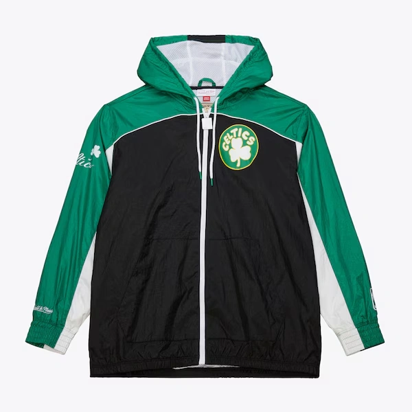 Boston Celtics Black Vintage Logo Big Shot Premium Windbreaker Full-Zip Jacket