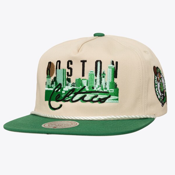 Boston Celtics Cream Cityscape Caddy Snapback Hat