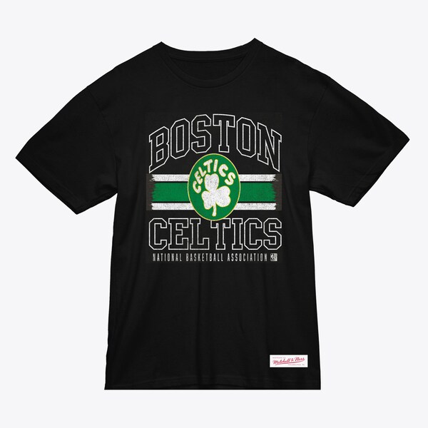 Boston Celtics Black Striped Logo Lockup Slub T-Shirt