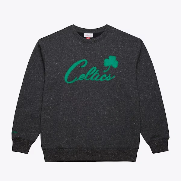 Boston Celtics Black Out Snow Washed Vintage Logo Pullover Sweatshirt