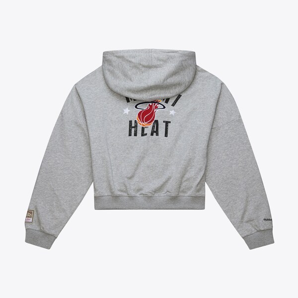 Women's Miami Heat Heather Gray Triangle Cropped Full-Zip Hoodie Jacket 3 Women's Miami Heat Heather Gray Triangle Cropped Full-Zip Hoodie Jacket