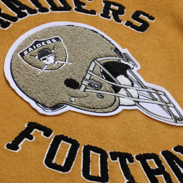 Oakland Raiders Brown/Cream Dusted Varsity Full-Snap Jacket 10 Oakland Raiders Brown/Cream Dusted Varsity Full-Snap Jacket