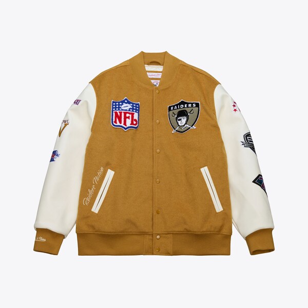 Oakland Raiders Brown/Cream Dusted Varsity Full-Snap Jacket