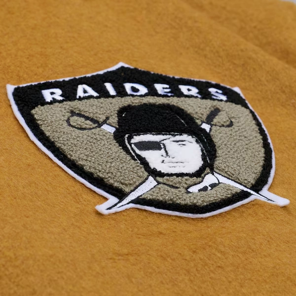 Oakland Raiders Brown/Cream Dusted Varsity Full-Snap Jacket 5 Oakland Raiders Brown/Cream Dusted Varsity Full-Snap Jacket