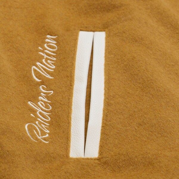 Oakland Raiders Brown/Cream Dusted Varsity Full-Snap Jacket 8 Oakland Raiders Brown/Cream Dusted Varsity Full-Snap Jacket