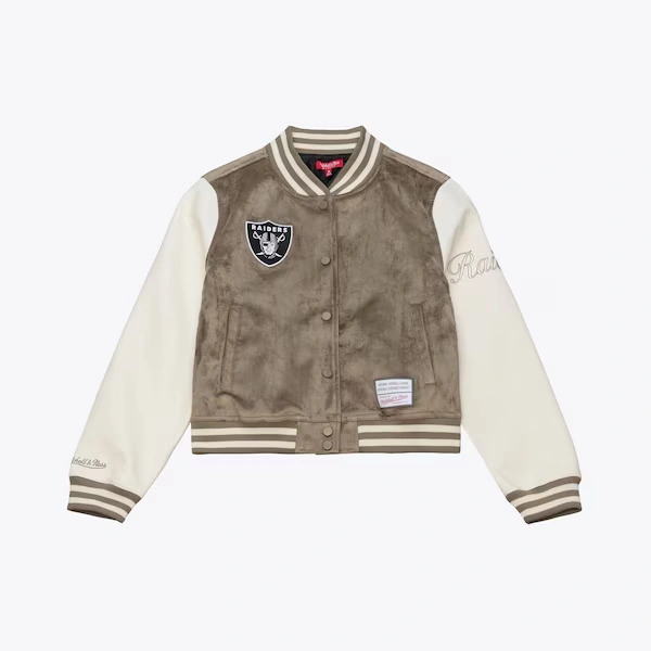 Women's Oakland Raiders Tan/Cream Varsity Full-Snap Jacket
