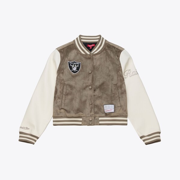 Women's Oakland Raiders Tan/Cream Varsity Full-Snap Jacket