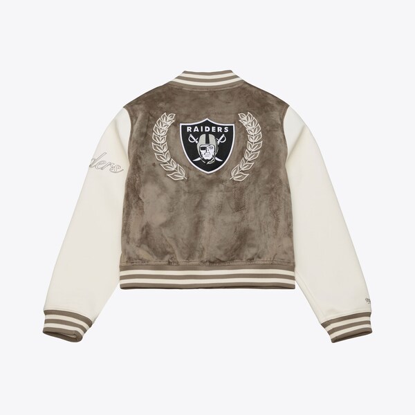 Women's Oakland Raiders Tan/Cream Varsity Full-Snap Jacket