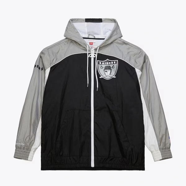 Oakland Raiders Black Vintage Logo Big Shot Premium Windbreaker Full-Zip Jacket