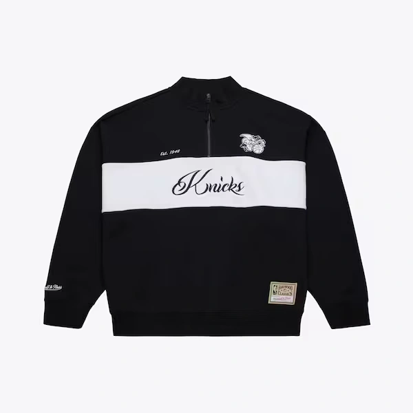 Women's New York Knicks Black Hardwood Classics Quarter-Zip Sweatshirt