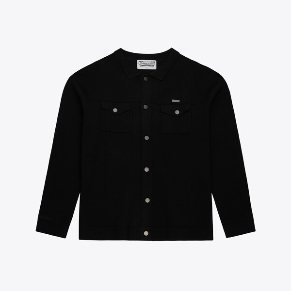 Mitchell & Ness Black Full-Snap Sweater
