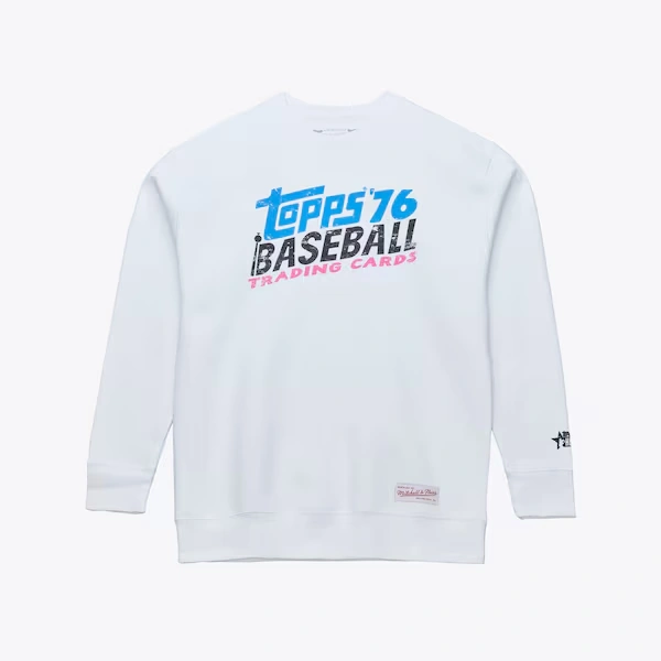 M&N x Topps White Heritage Baseball 76 Trading Cards Crewneck Sweatshirt