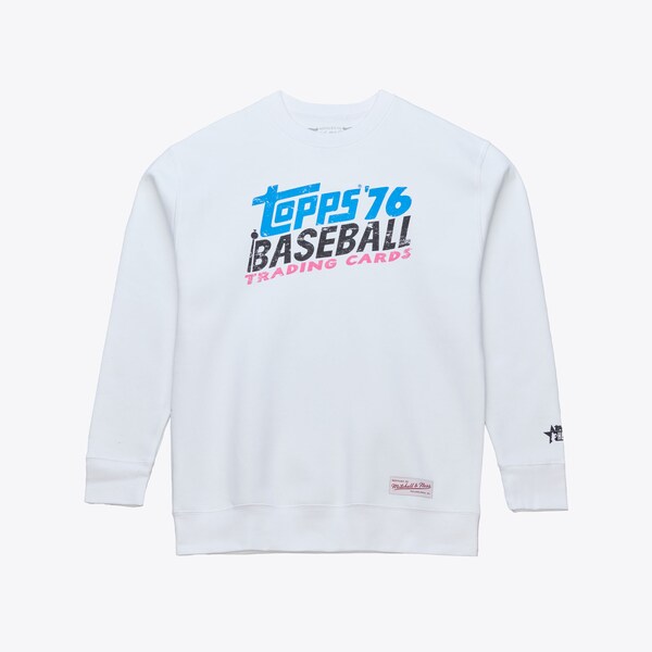 M&N x Topps White Heritage Baseball 76 Trading Cards Crewneck Sweatshirt