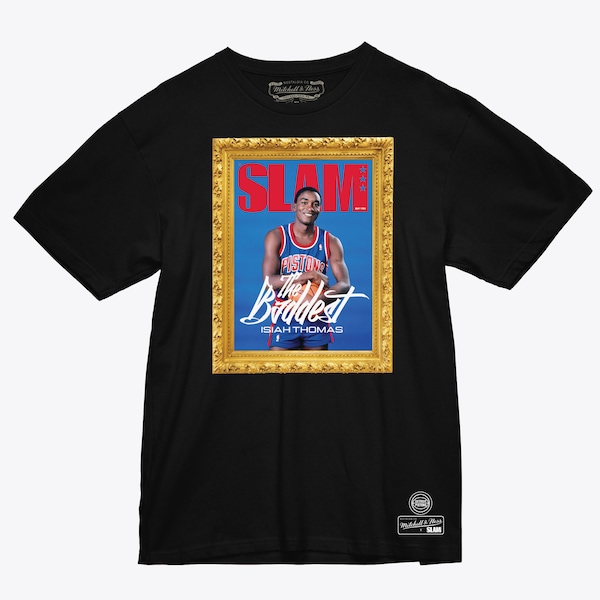 Isiah Thomas Detroit Pistons Black Slam Frame T-Shirt