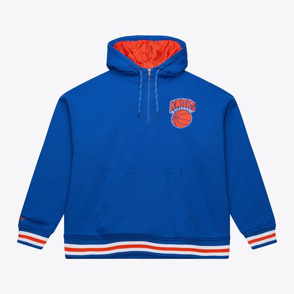 New York Knicks Blue Throwback Quilted Fleece Quarter-Zip Hoodie