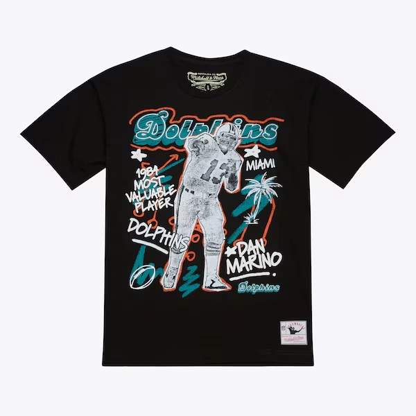 Dan Marino Miami Dolphins Black Chalked Up T-Shirt