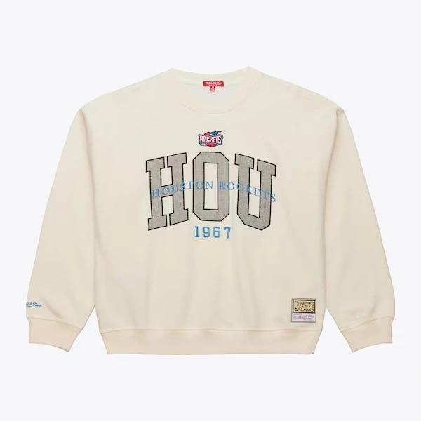 Women's Houston Rockets Cream Hardwood Classics Premium Crewneck Sweatshirt