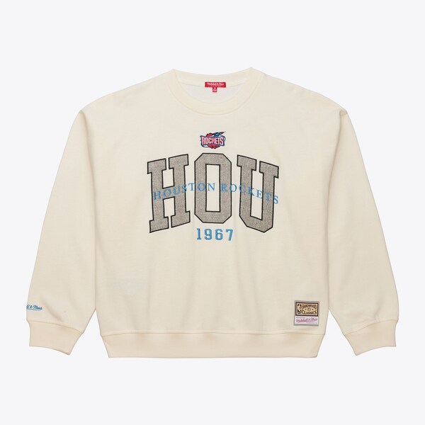 Women's Houston Rockets Cream Hardwood Classics Premium Crewneck Sweatshirt