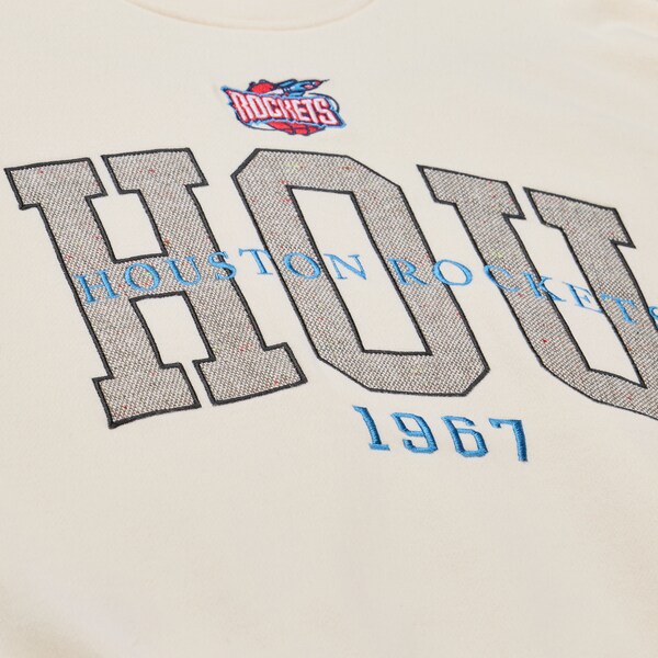 Women's Houston Rockets Cream Hardwood Classics Premium Crewneck Sweatshirt