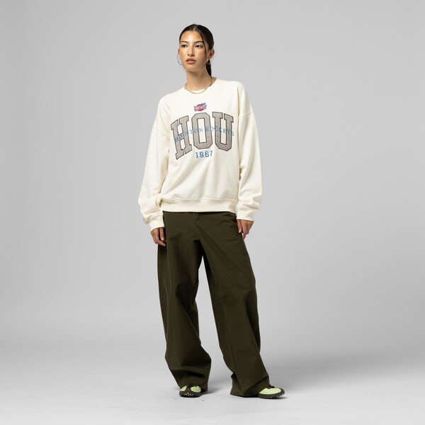 Women's Houston Rockets Cream Hardwood Classics Premium Crewneck Sweatshirt