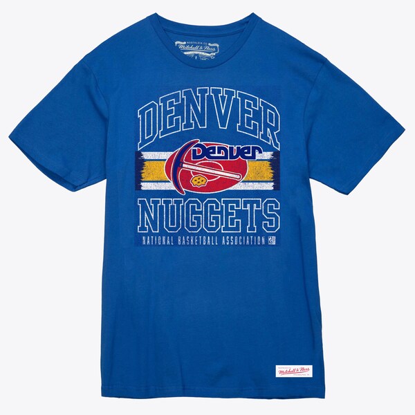 Denver Nuggets Royal Striped Logo Lockup Slub T-Shirt