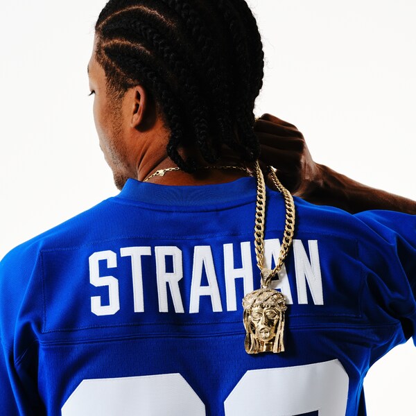 Michael Strahan New York Giants 1994 Royal Legacy Jersey 9 Michael Strahan New York Giants 1994 Royal Legacy Jersey
