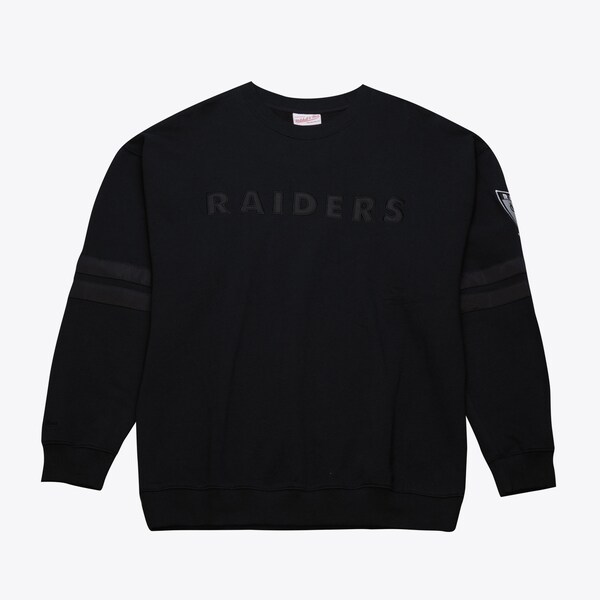 Oakland Raiders Black Gridiron Classics Satin Stripes Vintage Fleece Pullover Sweatshirt