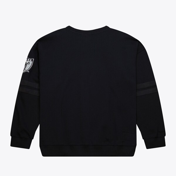 Oakland Raiders Black Gridiron Classics Satin Stripes Vintage Fleece Pullover Sweatshirt