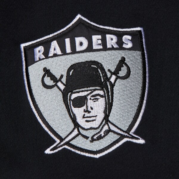 Oakland Raiders Black Gridiron Classics Satin Stripes Vintage Fleece Pullover Sweatshirt