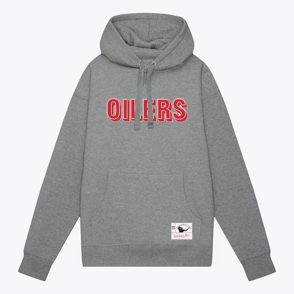 Houston Oilers Gray Oilers Team Wordmark Vintage Pullover Hoodie