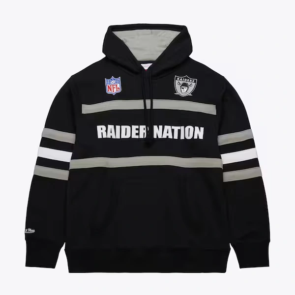 Oakland Raiders Black Vintage Logo Head Coach Fleece Pullover Hoodie